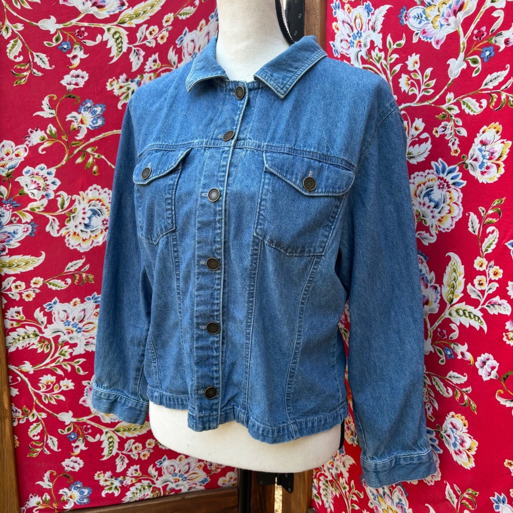 Vintage Denim Button Front Oversized Shirt Jacket Women's Size M - Picture 10 of 11